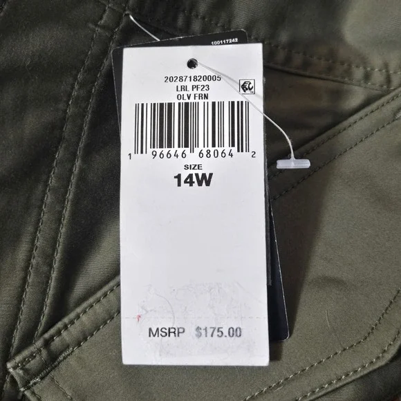 Lauren Ralph Lauren Cotton Sateen Straight Leg Cargo Pants Green 20W Utility NWT - Picture 7 of 9